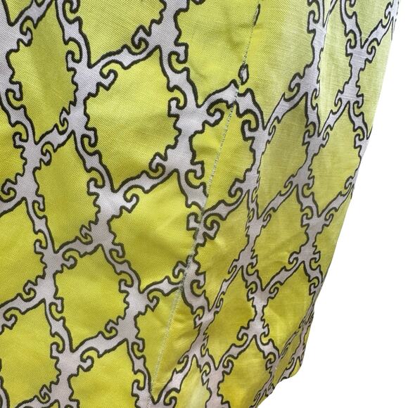 Kate Spade Silk & Linen Yellow Pink Collared Shirt Dress with tie belt - medium - Picture 6 of 14